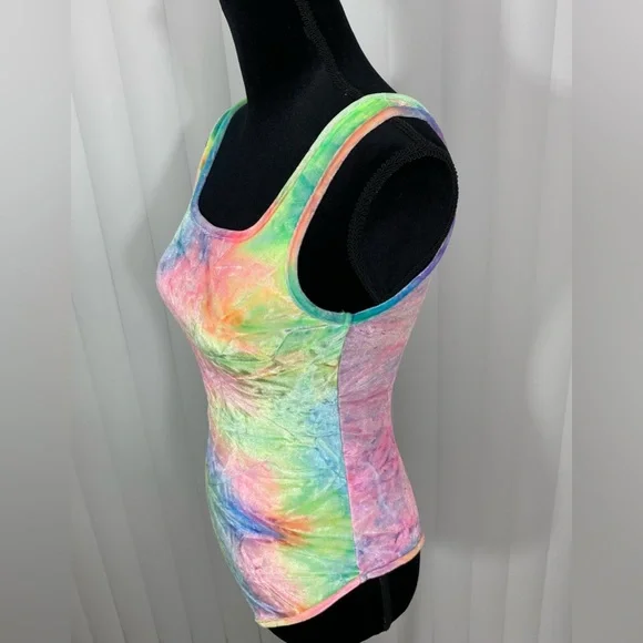 IHEARTRAVES Tie Dye Velour Zip Up Rave Dance Bodysuit Leotard Multicolor Small - Picture 11 of 13